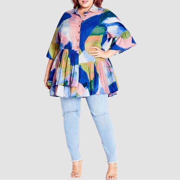Avenue/ Zim & Zoe Splash Print Tunic, Size 22/24 - Picture 1 of 13
